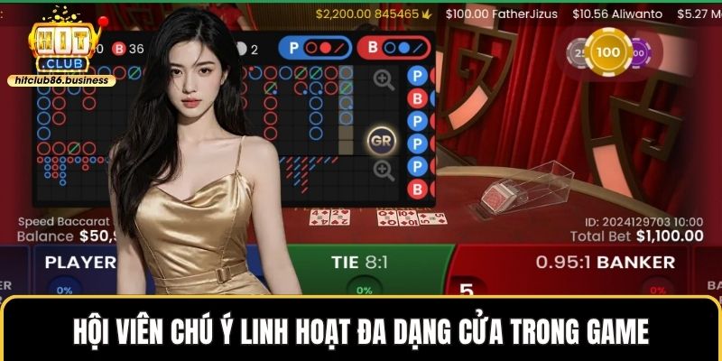 Hội viên chú ý linh hoạt đa dạng cửa trong game